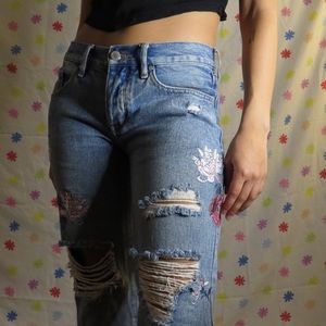 Distressed Rose Embroidered Denim by Kendal&Kylie (PacSun)